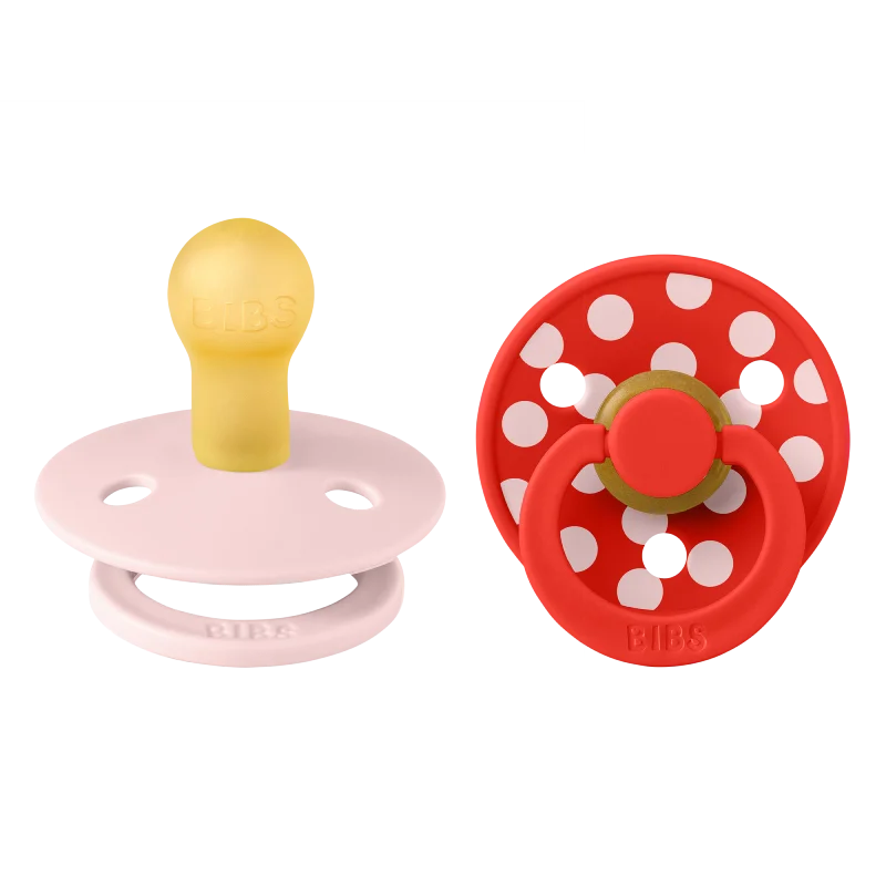 2 бр. Биберони BIBS COLOUR Polka Blossom/Candy Apple, 6-18 месеца
