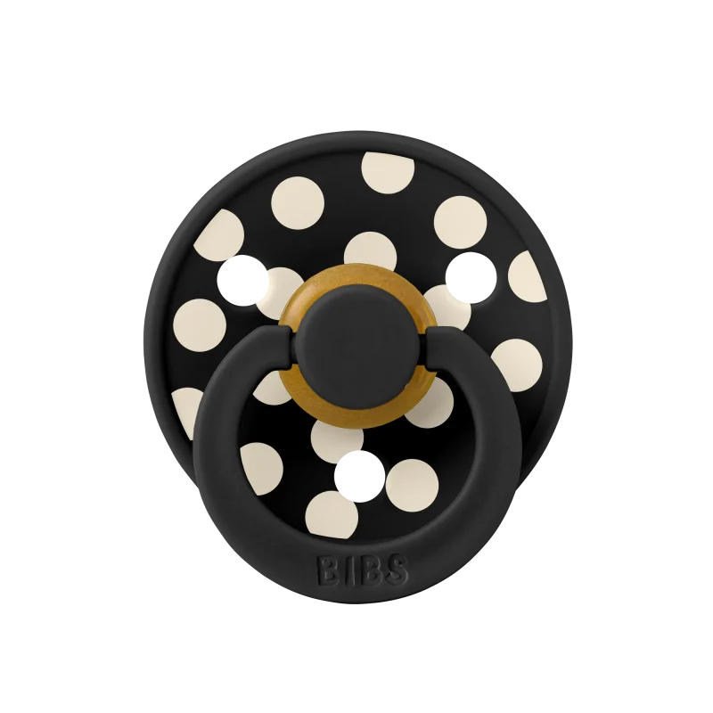 2 бр. Биберони BIBS COLOUR Polka Ivory/Black, 0-6 месеца