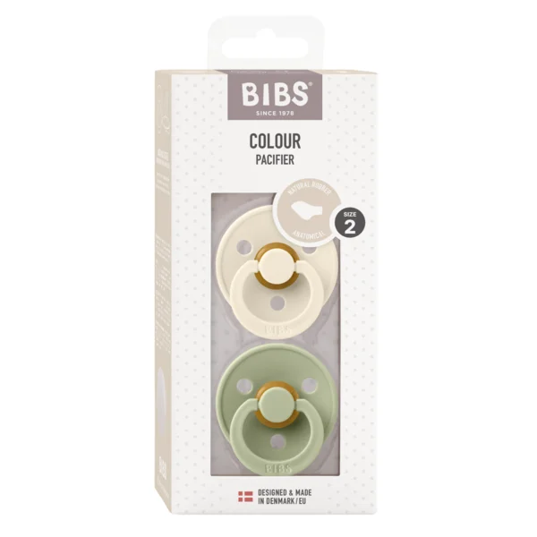 2 бр. Биберони BIBS COLOUR, Анатомични Ivory/Sage, 6-18 месеца