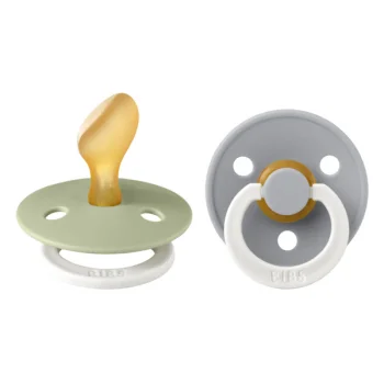 2 бр. Биберони BIBS COLOUR, Анатомични Sage GLOW/Cloud GLOW 0-6 Месеца