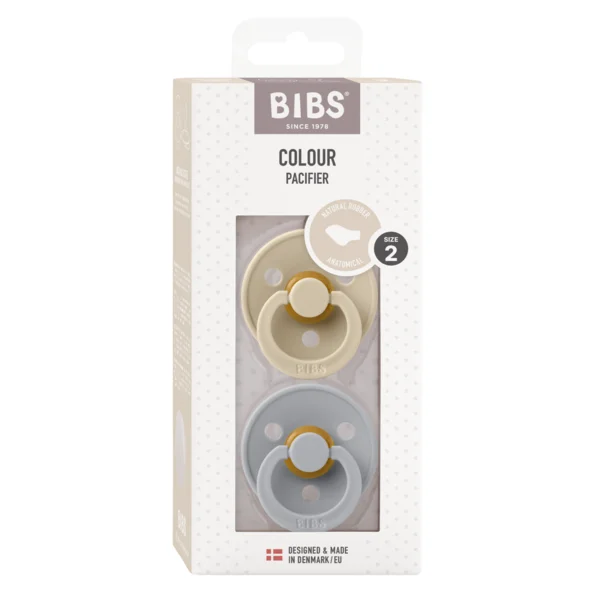 2 бр. Биберони BIBS COLOUR, Анатомични Vanilla/Cloud, 6-18 месеца