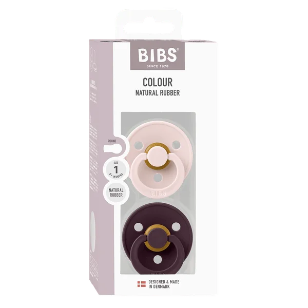 2 бр. Биберони BIBS COLOUR, Petal/Plum, 0-6 месеца
