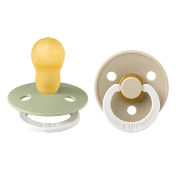 2 бр. Биберони BIBS COLOUR Sage GLOW/Vanilla GLOW, 18+ месеца