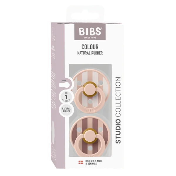 2 бр. Биберони BIBS Studio COLOUR Block, Blush Mix, 0-6 месеца