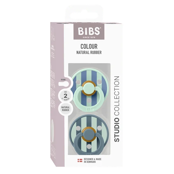 2 бр. Биберони BIBS Studio COLOUR Block, Nordic Mint Petrol Mix, 6-18 месеца