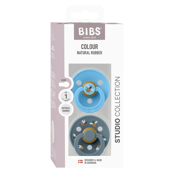2 бр. Биберони BIBS Studio COLOUR, Bumblebee/Breeze, 0-6 месеца