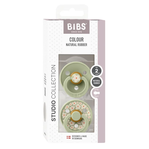 2 бр. Биберони BIBS Studio COLOUR Jasmine, Sage Mix, 6-18 месеца