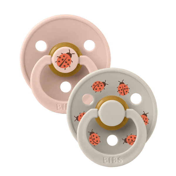 2 бр. Биберони BIBS Studio COLOUR, Ladybug/Blush, 0-6 месеца