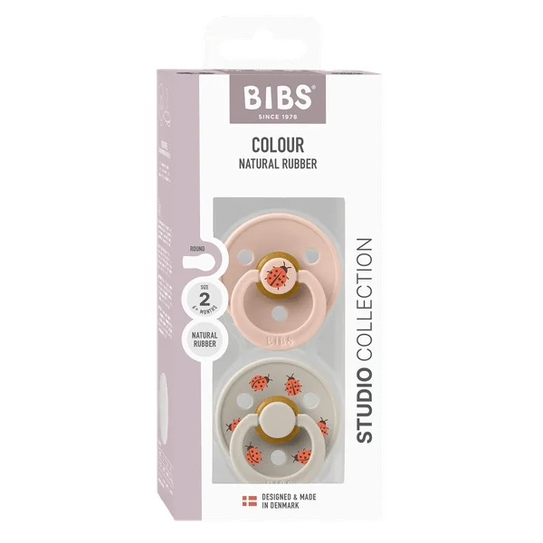 2 бр. Биберони BIBS Studio COLOUR, Ladybug/Blush, 6-18 месеца