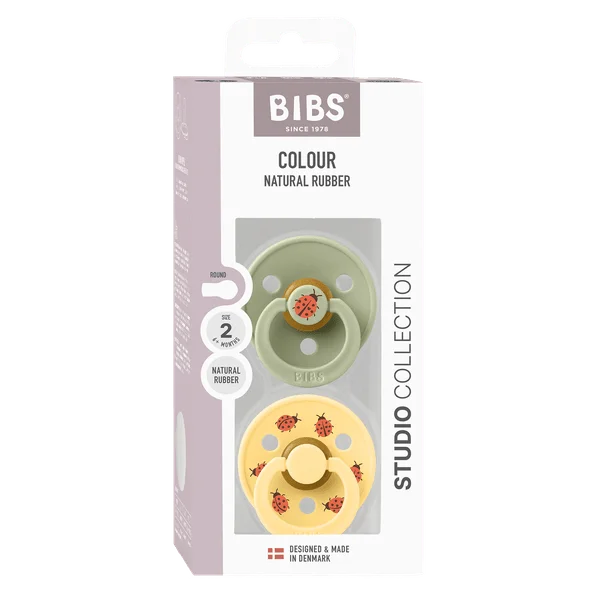 2 бр. Биберони BIBS Studio COLOUR, Ladybug/Sage, 6-18 месеца