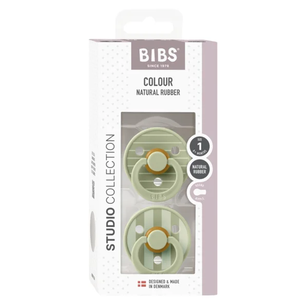 2 бр. Биберони BIBS Studio COLOUR Pin, Sage Mix, 0-6 месеца