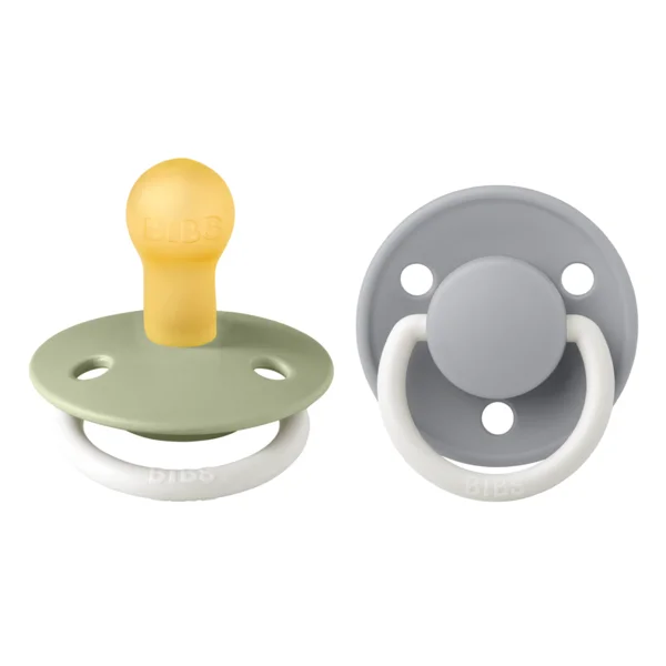 2 бр. Биберони BIBS De Lux, Каучук, Sage GLOW/Cloud GLOW, 0-6 месеца