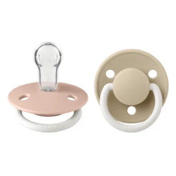 2 бр. Силиконови Биберони BIBS De Lux, Blush GLOW/Vanilla GLOW, Универсален размер 0-3 години