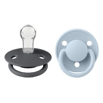 2 бр. Силиконови Биберони BIBS De Lux, Iron/Baby Blue, Универсален Размер 0-3 години