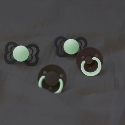 2 бр. Биберони BIBS De Lux, Каучук, Sage GLOW/Cloud GLOW, 0-6 месеца