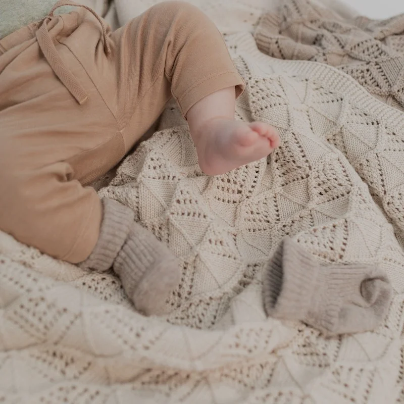 Плетено Бебешко Одеяло Wavy Ivory BIBS