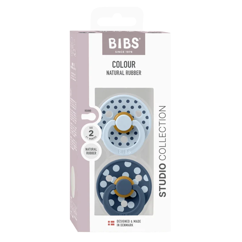 2 бр. Биберони BIBS COLOUR Polka Baby Blue/Steel Blue, 6-18 месеца