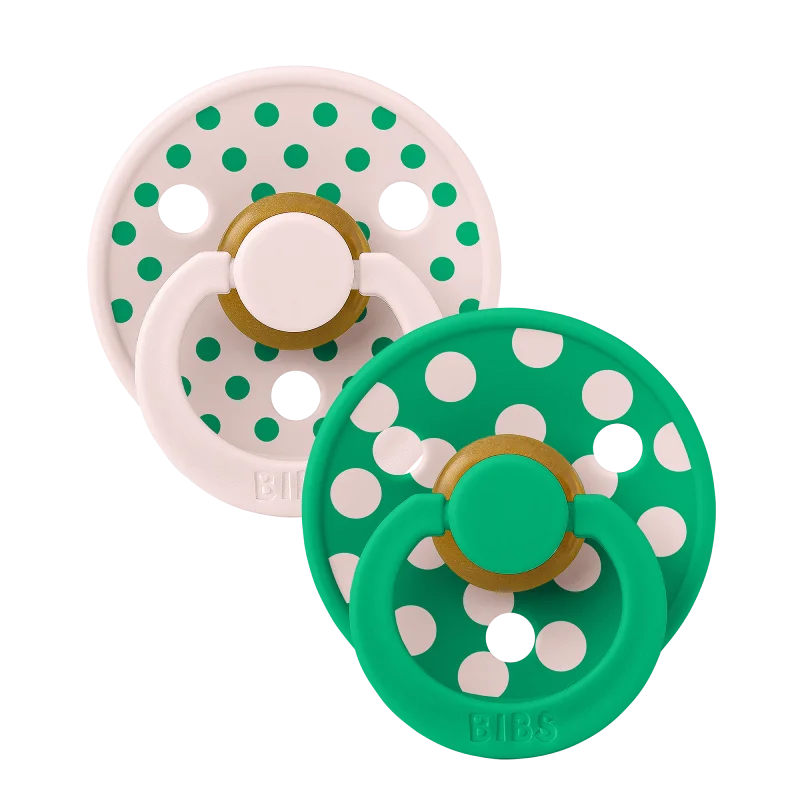 2 бр. Биберони BIBS COLOUR Polka Petal/Cactus, 6-18 месеца