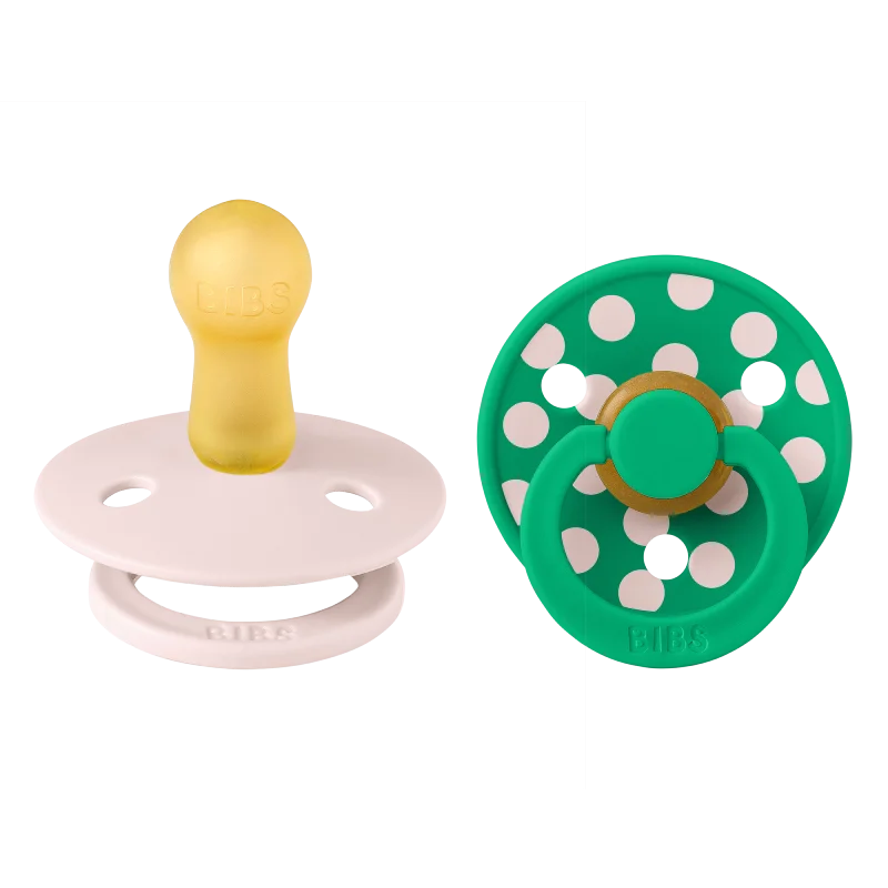 2 бр. Биберони BIBS COLOUR Polka Petal/Cactus, 6-18 месеца