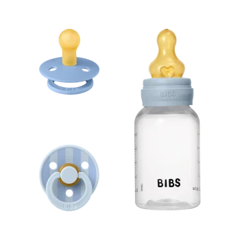 BIBS Подаръчен Сет Baby Sprinkle - Бутилка 150 ml и 2 бр. Биберон, Каучук, 0-6 месеца, Baby Blue