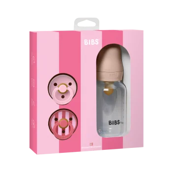 BIBS Подаръчен Сет Baby Sprinkle - Бутилка 150 ml и 2 бр. Биберон, Каучук, 0-6 месеца, Blush