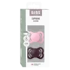 2 бр. Биберони BIBS Supreme, Силикон, Baby Pink/Plum, 0-6 месеца