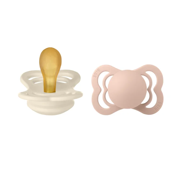2 бр. Биберони BIBS Supreme, Каучук, Симетрични Ivory/Blush, 0-6 месеца