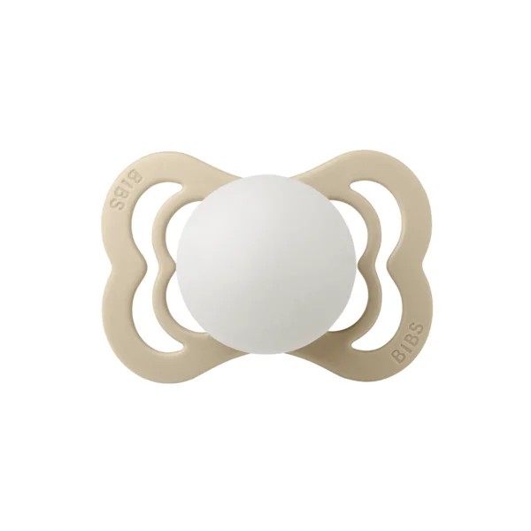 2 бр. Биберони BIBS Supreme, Силикон, Vanilla Glow/Dark Oak Glow, 0-6 месеца