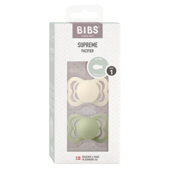 2 бр. Силиконови Биберони BIBS Supreme, Ivory/Sage, 0-6 месеца