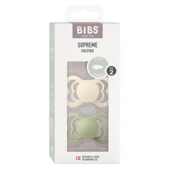 2 бр. Силиконови Биберони BIBS Supreme, Ivory/Sage, 6-18 месеца