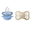 2 бр. Биберони BIBS Supreme, Силикон, Vanilla/Sky Blue, 0-6 месеца