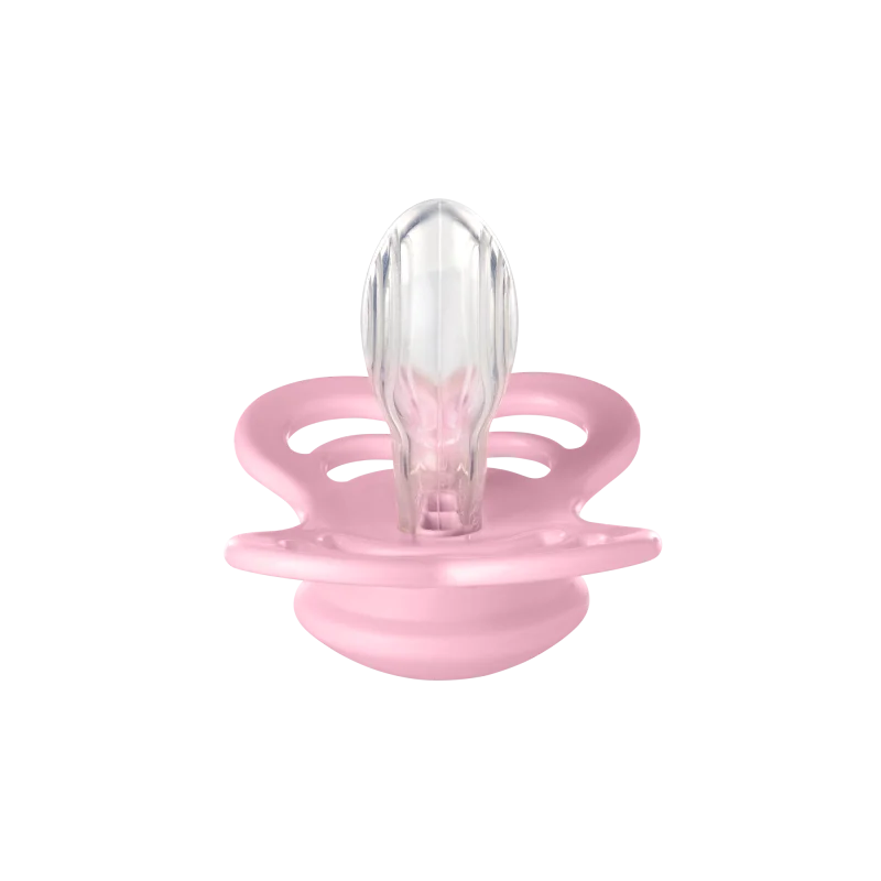 2 бр. Биберони BIBS Supreme, Силикон, Baby Pink/Plum, 6-18 месеца