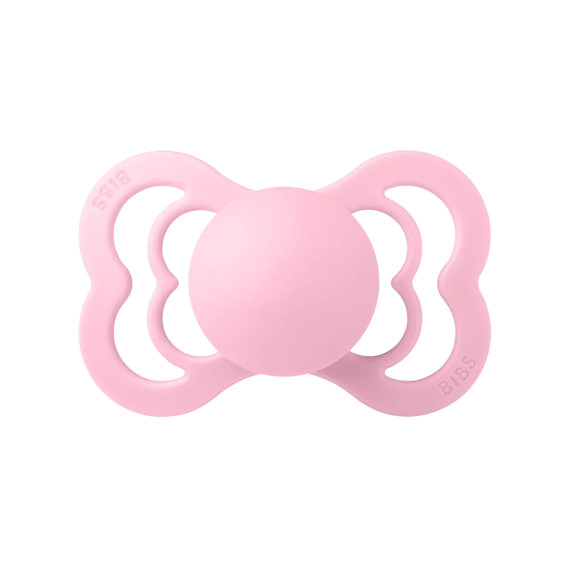 2 бр. Биберони BIBS Supreme, Силикон, Baby Pink/Plum, 6-18 месеца