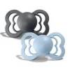 2 бр. Биберони BIBS Supreme, Каучук, Iron/Baby Blue, 6-18 месеца	