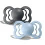 2 бр. Биберони BIBS Supreme, Каучук, Iron/Baby Blue, 6-18 месеца	
