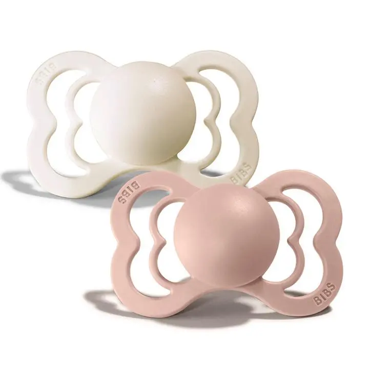 2 бр. Биберони BIBS Supreme, Каучук, Ivory/Blush, 6-18 месеца	