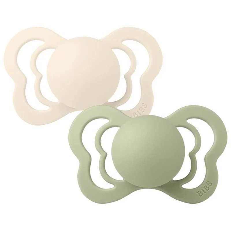 2 бр. Биберони BIBS Couture, Каучук, Анатомични Ivory/Sage, 0-6 месеца