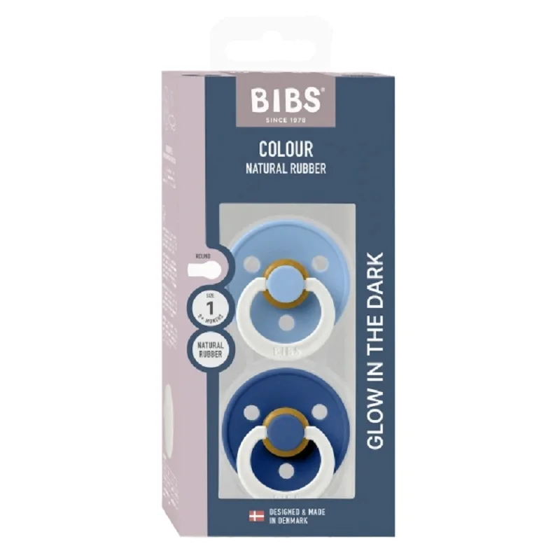 2 бр. Биберони BIBS COLOUR Sky Blue GLOW/Cornflower GLOW, 0-6  месеца