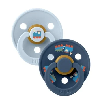 2 бр. Биберони BIBS COLOUR Holiday Train Baby Blue/Steel Blue, 0-6  месеца
