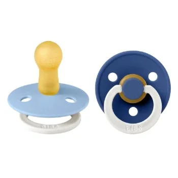 2 бр. Биберони BIBS COLOUR Sky Blue GLOW/Cornflower GLOW, 0-6  месеца