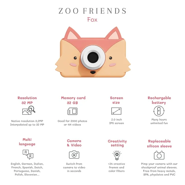 Детски Дигитален Фотоапарат Zoo Friends - Fox        