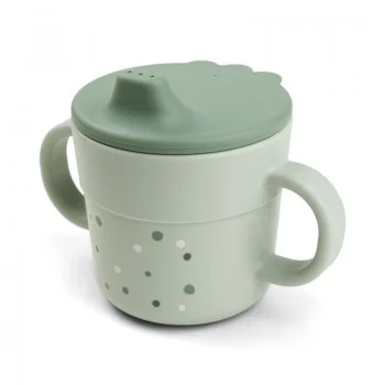 Чаша против разливане с дръжки Happy dots Green