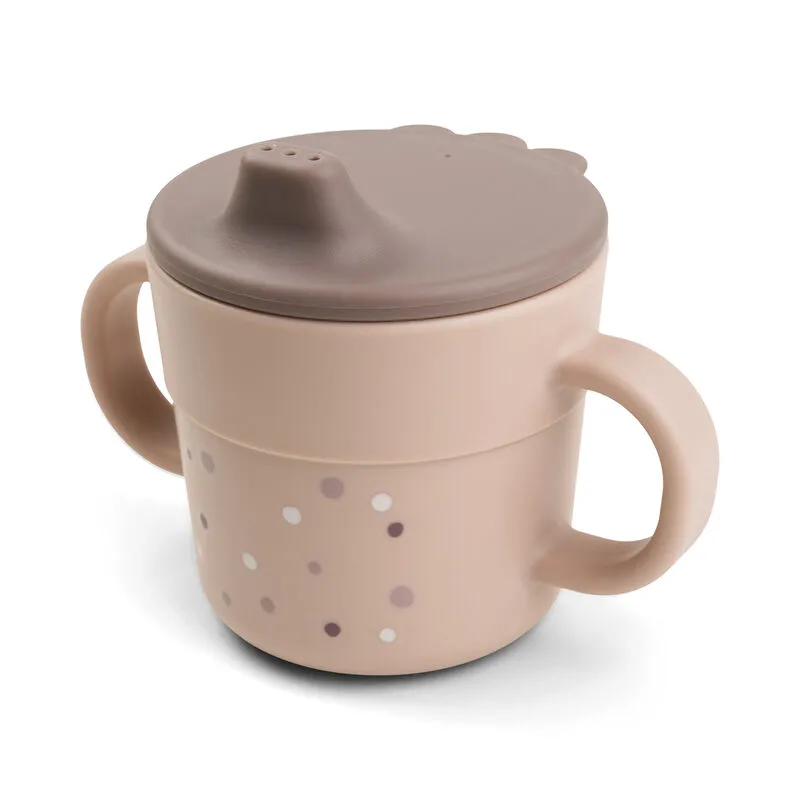 Чаша против разливане с дръжки Happy dots Powder