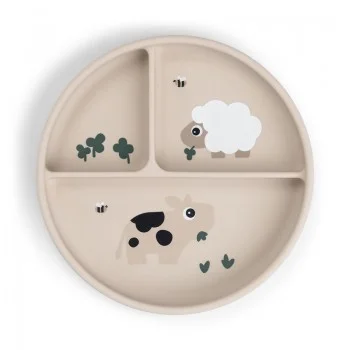 Чиния с разделения с вакуум Stick&Stay Tiny farm Sand