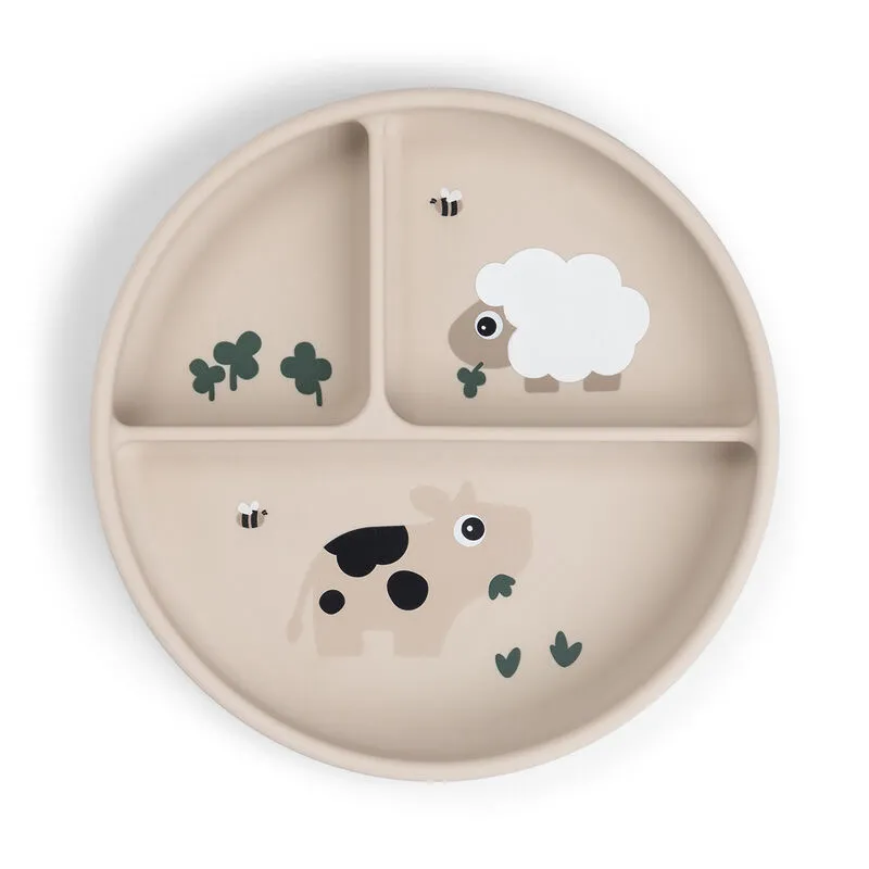 Чиния с разделения с вакуум Stick&Stay Tiny farm Sand
