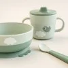Комплект за първо хранене с вакуум 3 части Happy clouds Green