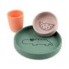 Силиконов комплект за храненен 3 части Croco Green / Powder / Coral