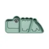 Силиконова чиния с разделения и вакуум Stick&Stay Croco Green