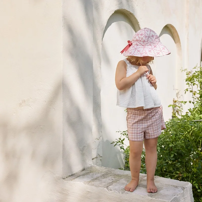 Лятна Шапка Elodie, Embroidery Anglaise Pink 2-3 години