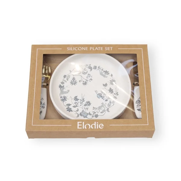 Силиконов Сет с Вакуумно Дъно и Прибори Elodie, Garden Leo Toile